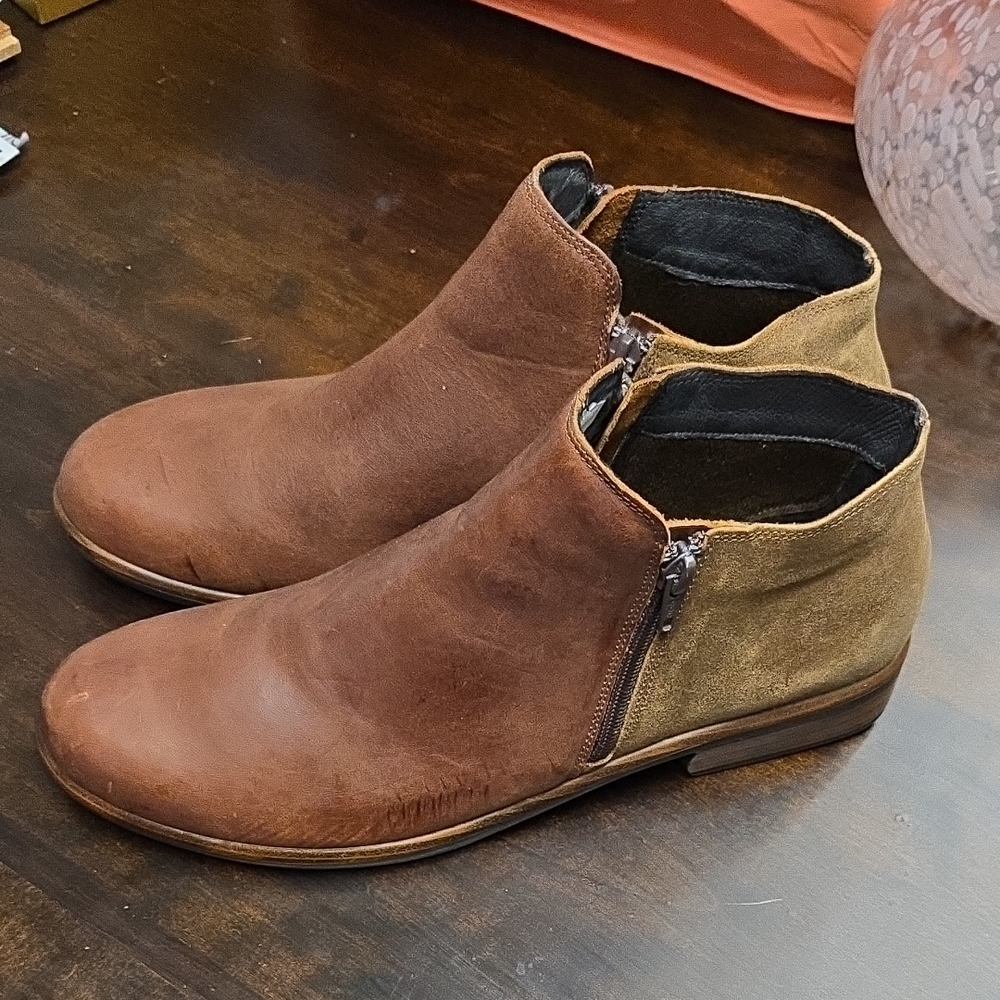 Naot Brown and Tan Chukka Boots with Distressed Leather